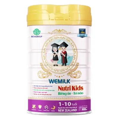 Sữa bột dinh dưỡng cho trẻ từ 1-10 tuổi Nutri Kids 900gr. - Cải thiện tình trạng Biếng ăn, Tăng Cường đề kháng